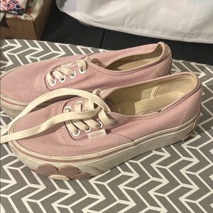Vans Pink Canvas Platform Sneakers